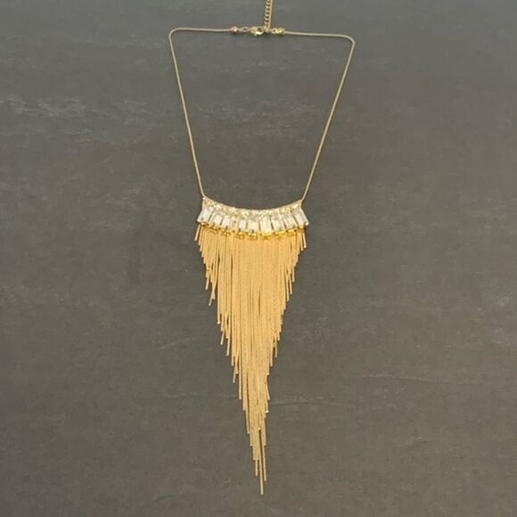 Guess Crystal and Gold Fringe Necklace - Picture 5 of 9
